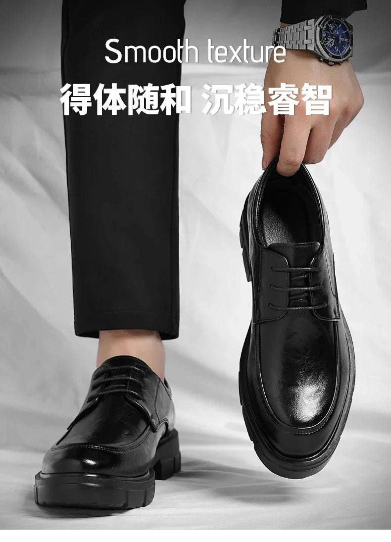 Men Dress Elevator Shoes Platform Breathable Lift Casual Business Luxury Genuine Leather Heightening Shoes5/8/10CM Taller Male
