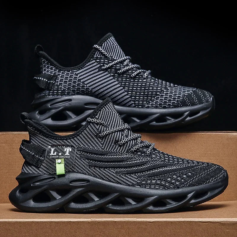 Mens Sport Shoes Breathable Lightweight Sneakers Outdoor Mesh Black Running Shoes Athletic Jogging Tenis Walking Shoes Man