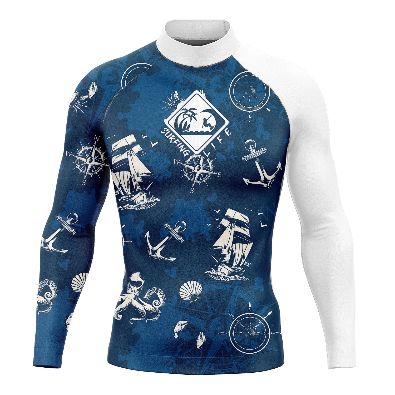 Men's Long Sleeve Snorkeling Surfing Shirt Rashguard Diving UV Protection Beach Sunwear Swimwear UPF Gym Clothes