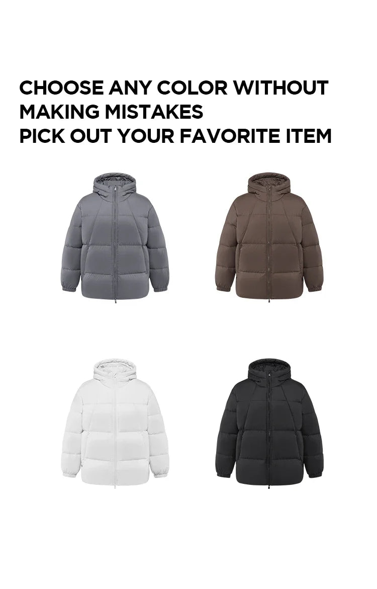 Down Jacket Men 2024 Winter New Thermal Three-Proof Couple Hooded Outerwear Solid Color Versatile Down Jacket
