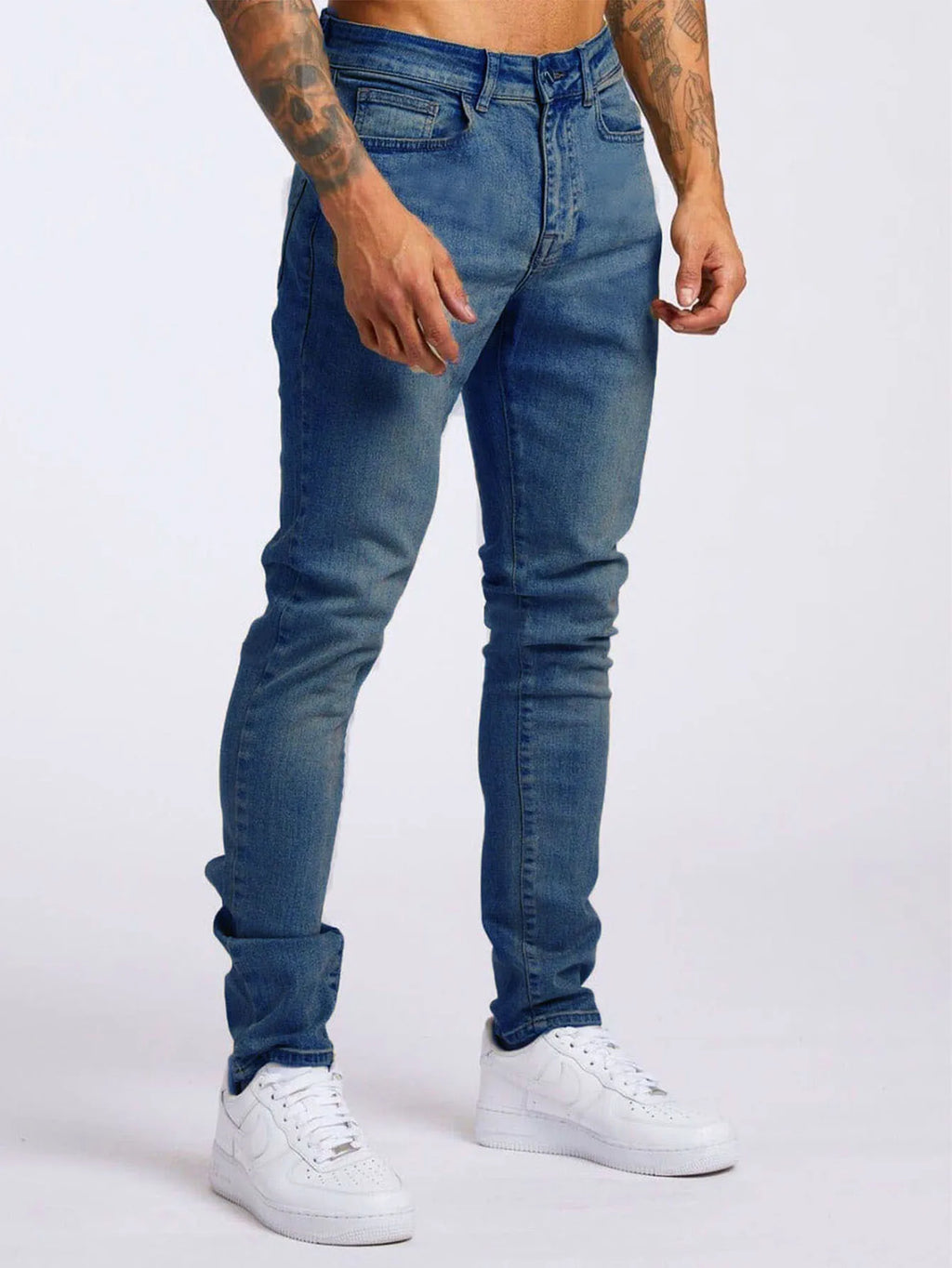 1pc men's elastic daily travel American street, regular banana pants jeans