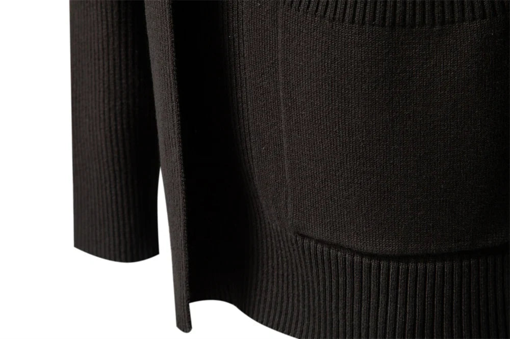 2023 New Winter Cotton Cardigan for Men Quality Mens Sweater Fashion Turn Down Collar Knitted Sweaters for Men
