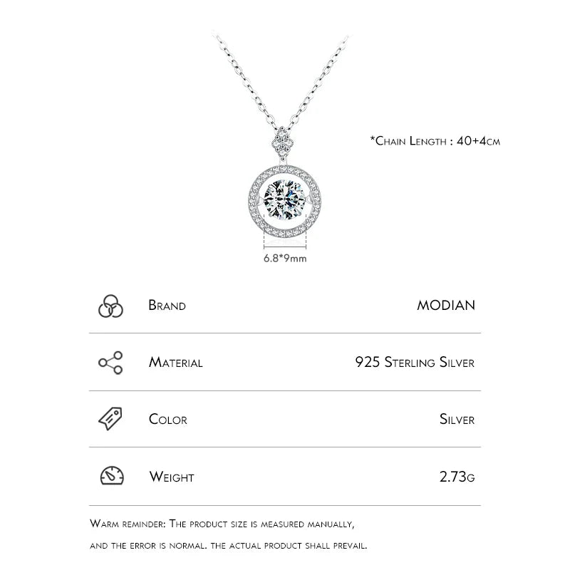 925 Sterling Silver Sparkling Luxury Pendant Necklace Link Chain Movable Zirconia Wedding Engagement Jewelry For Women