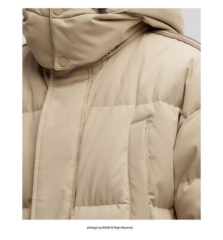 Down Jacket Men Three-Resistant Mid-Length Outerwear 2026 New Contrasting Colors Sports Style Winter Outfit Thick Couple