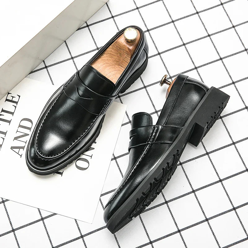 Mens Casual Leather Breathable Business Designer Brand Office Loafers Formal Classic Smile Footwear Dress Shoes for Men Flats 48