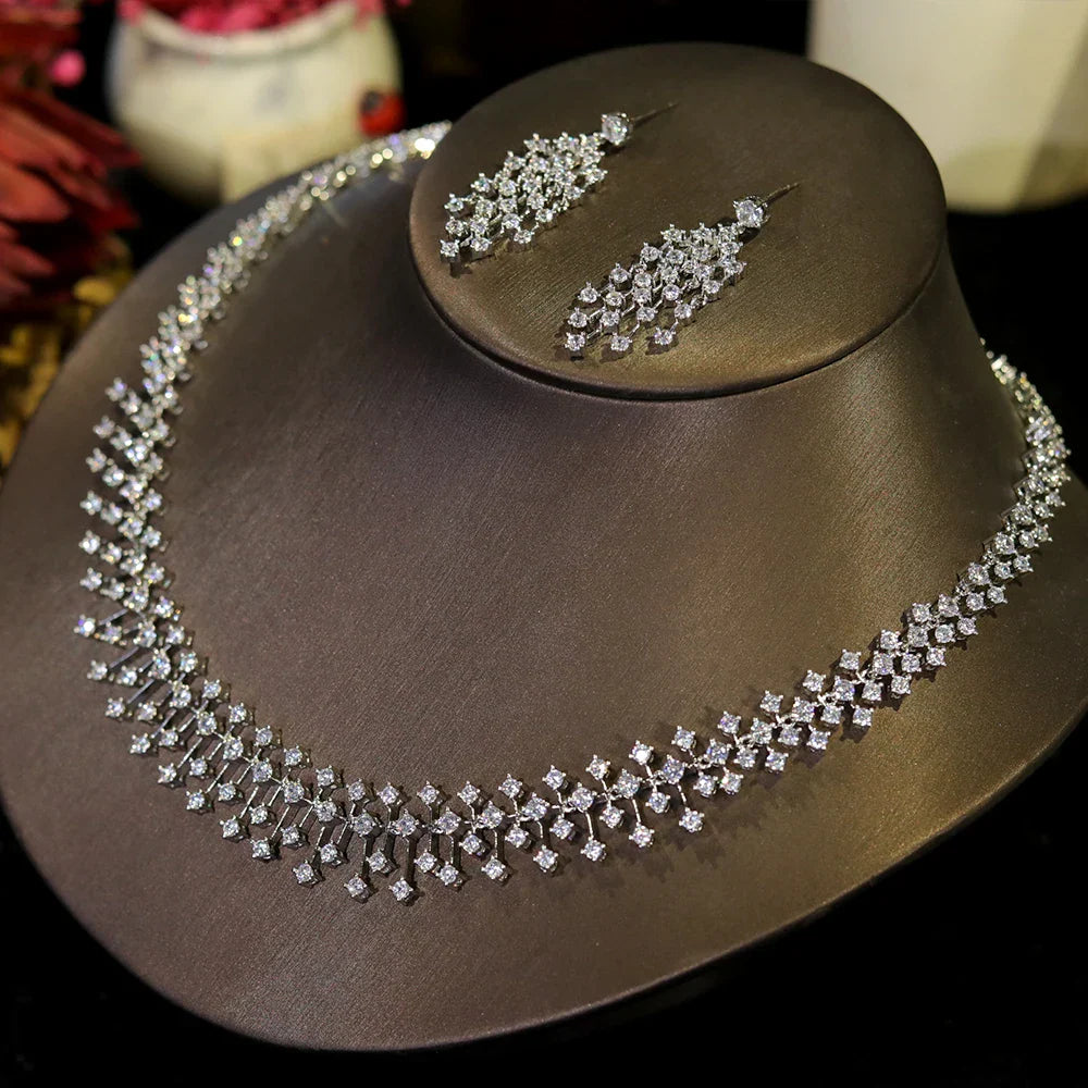 Fashion CZ Bride Indian Jewelry Set for Women Water Drop Wedding Design Choker Necklace Girlfriend birthday Gifts X0520