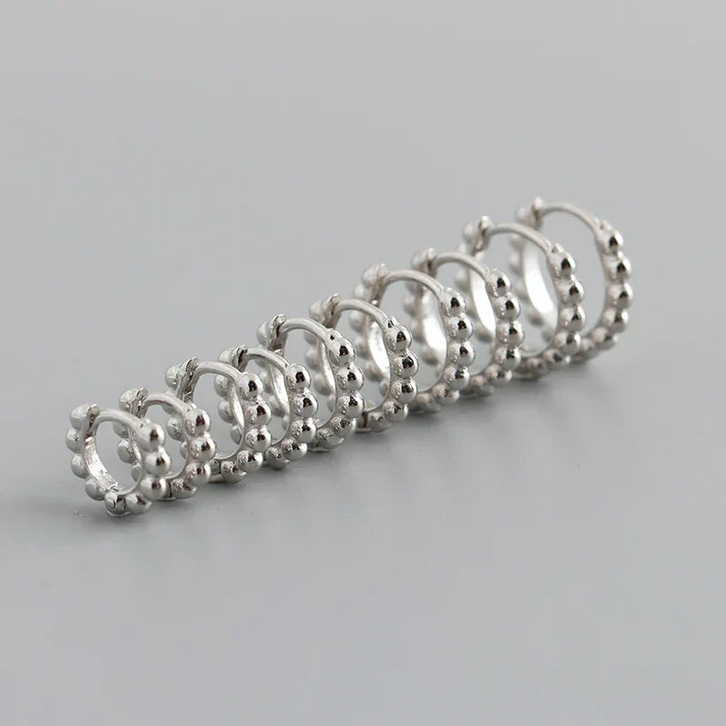 925 Sterling Silver Simple Fashion Glossy Beads Gold Huggies Hoop Earrings for Women Gothic Piercing Jewelry Accessories