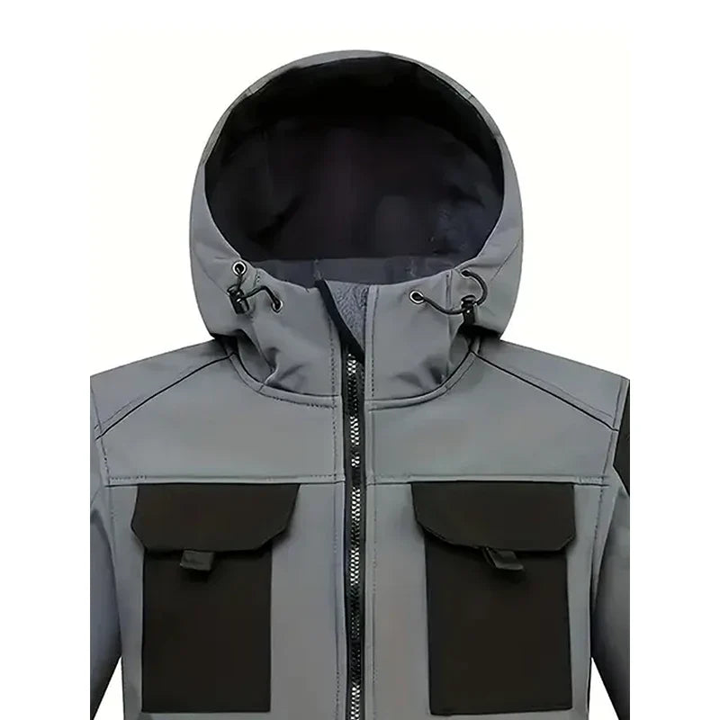 Men Lurker Shark Skin Soft Shell Tactical Jacket Waterproof Fleece Hooded Coat Hunt Clothes Outdoor New Solid Pocket Jacket Men