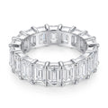 Emerald Cut Moissanite Eternity Ring 925 Sterling Silver Wedding Band D VVS Lab Grow Created Moissanite Rings for Women