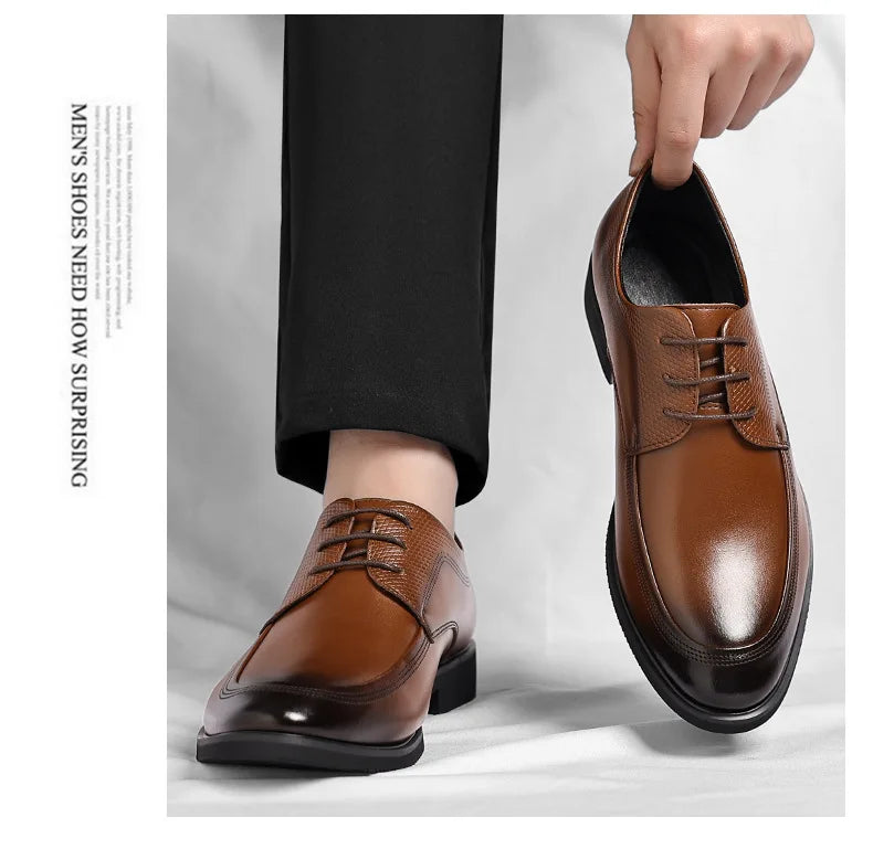 Spring Summer Hallow Dress Shoes for Men Solid Color Fashion Business Casual Shoes Male British Lace Designer Leather Shoe Man