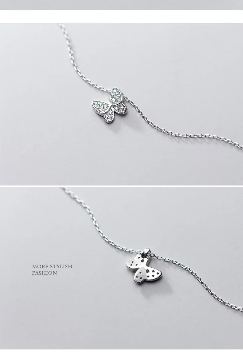 2025 New 925 Sterling Silver Sparkling Zircon Dancing Butterfly Tiny Mini Pendant for Women Fine Jewelry Birthday Gift