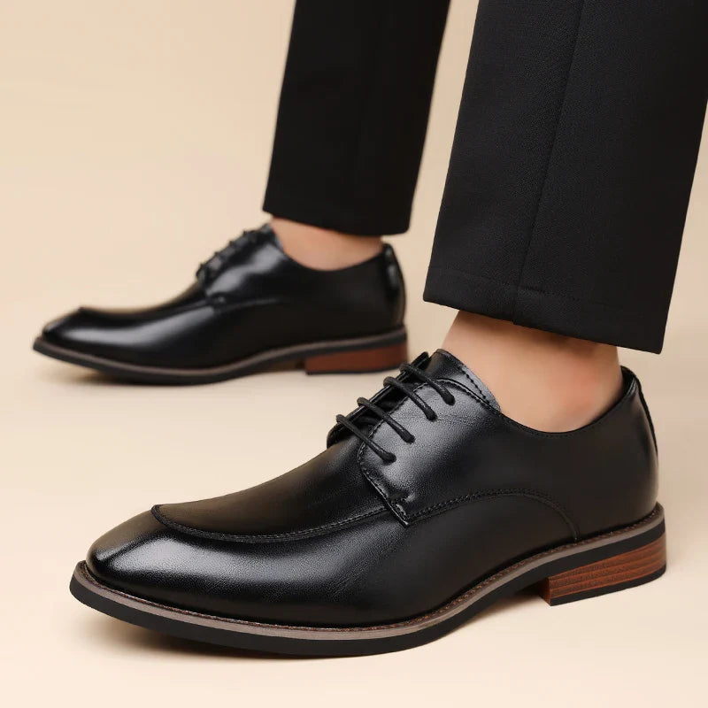 Men's Formal Leather Shoes, Comfortable Soft Sole Office Derby Shoes, Breathable Anti-Slip Business Men's Shoes-HT1009