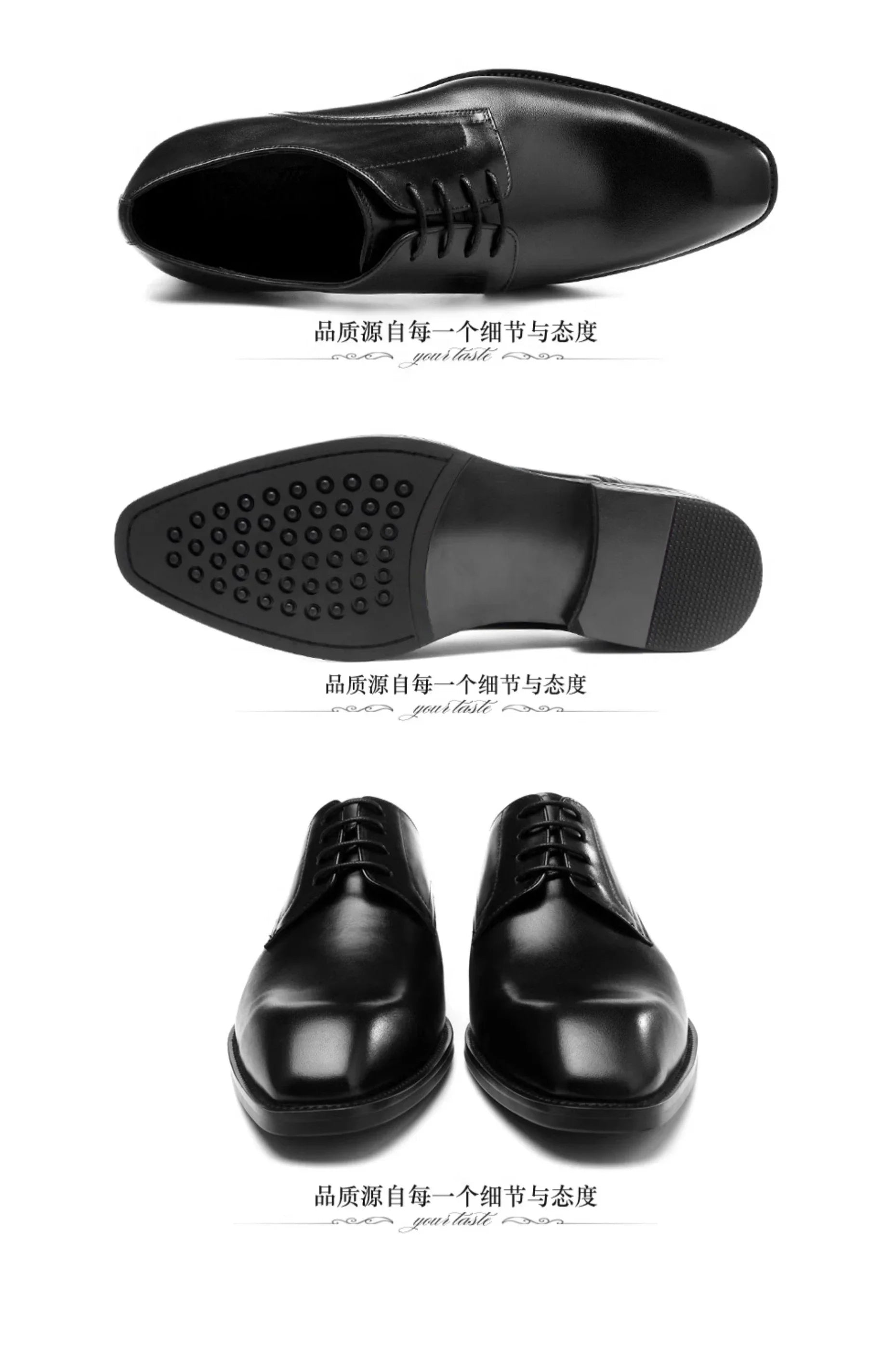 Italian Flat Mens Dress Shoes Luxury Genuine Leather Brand Handmade Quality Square Toe Laces Up New Business Party Social Shoes