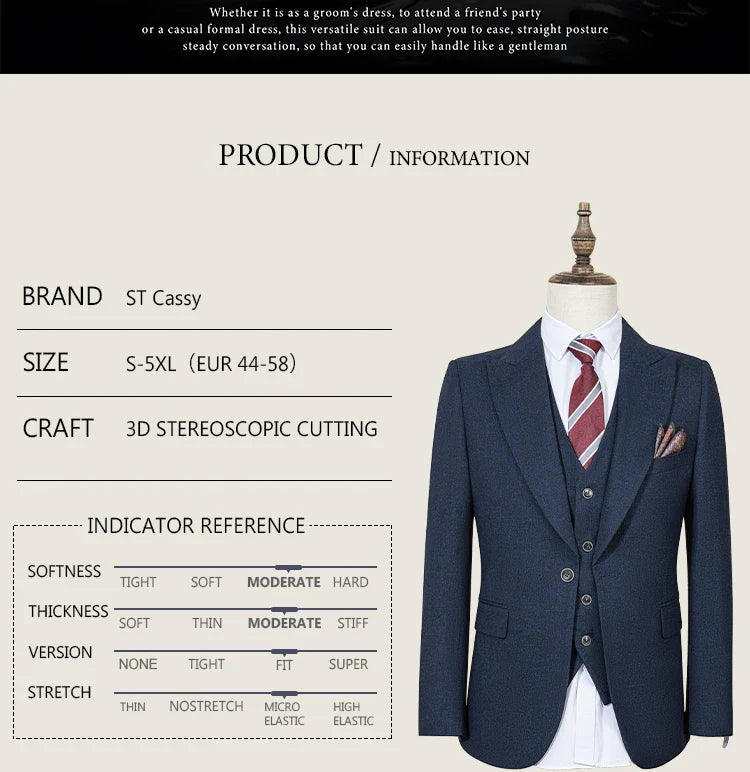 High Quality Male Groom Wedding Blazers Slim fit casual evening gown Business Office Men's Suits
