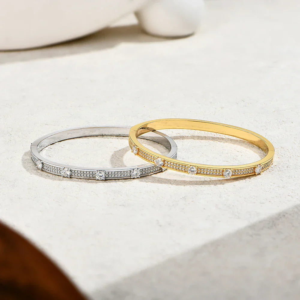 Full Diamond Narrow Bangle Luxury Moissanite Bracelet for Women Men Classic 925 Silver Engagement Wedding Daily Jewelry