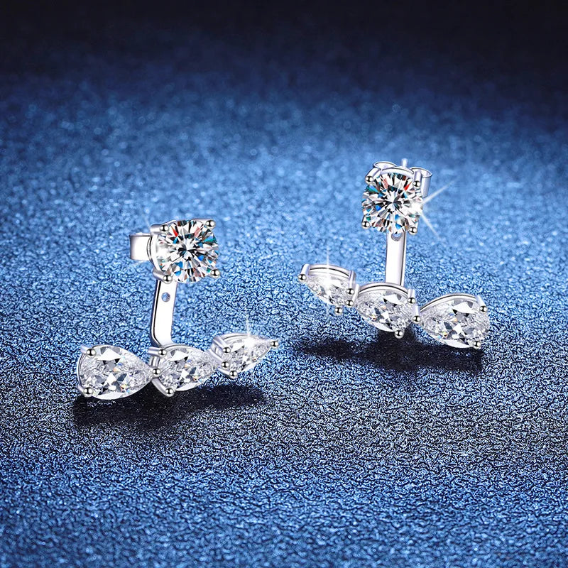 2 in 1 0.5CT Round Brilliant Cut D Color Moissanite Stud Earrings for Women S925 Silver GRA Certified Pierced Earring Gift