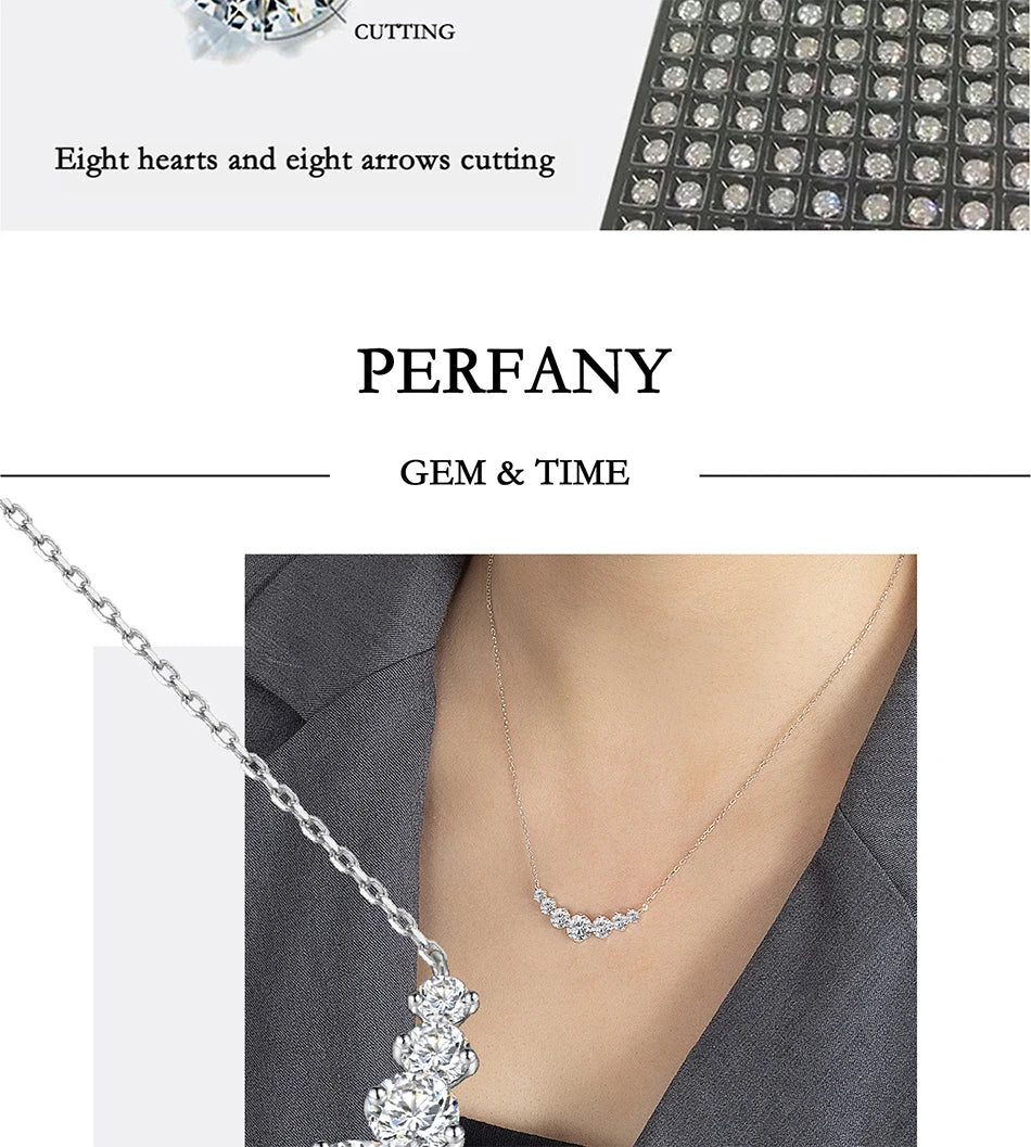 All Moissanite Necklace for Women S925 Pure Silver Smile Sparkling Diamond Pendant Fashion Luxury Jewelry Party Gift