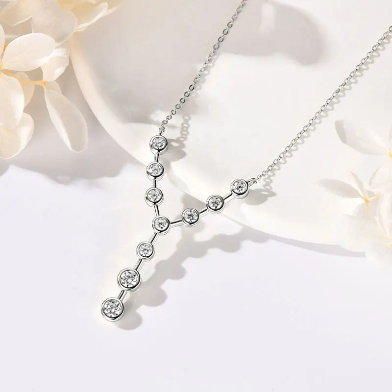 4mm&3mm Moissanite Pendent Necklace 925 Sterling Silver Fashion Sexy Y-Shaped Necklaces for Women 2025 Party Jewelry Gift