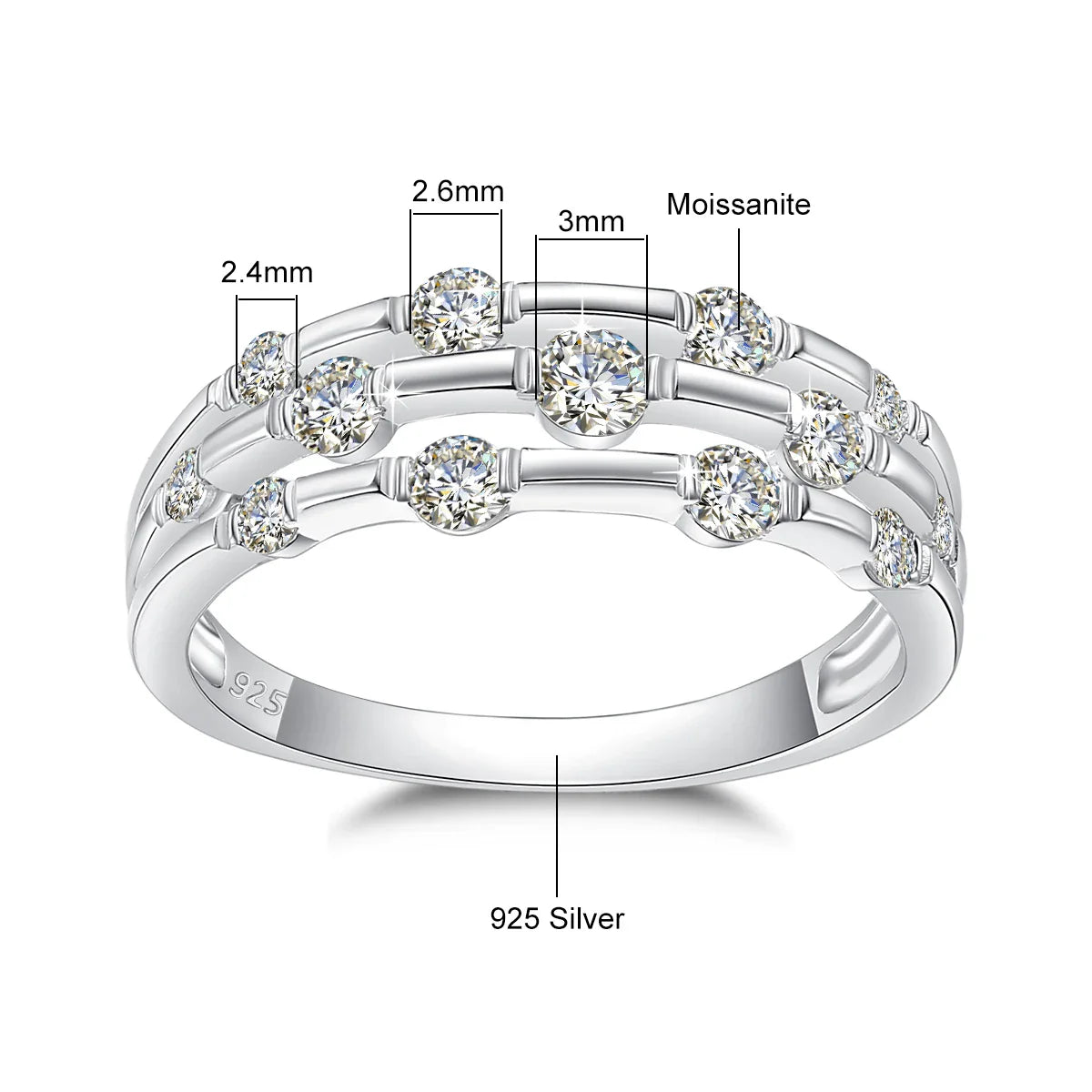 Trending Wedding Band Moissanite Ring With Certificate Genuine Silver 925 Enagement Jewel Gift For Women Positive Stones