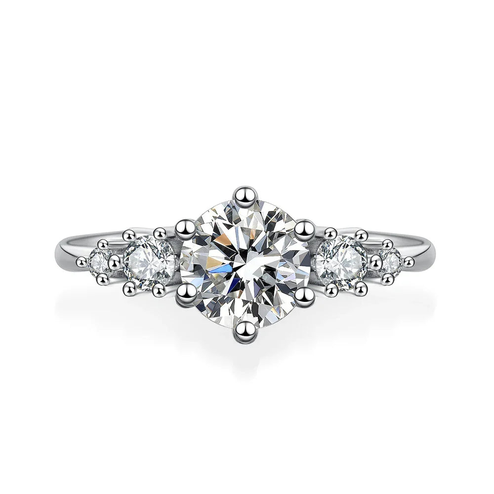 1CT D Color Moissanite Rings for Women Sparkling Diamond Engagement Wedding jewelry with GRA 925 Sliver Plated 18k Ring