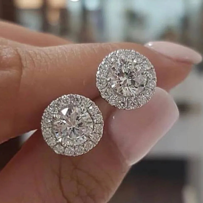 Silver Color Korean Zircon Circle Stud Earrings Brincos for Women Boucle D'oreille Femme Bijoux Gift Jewelry E232