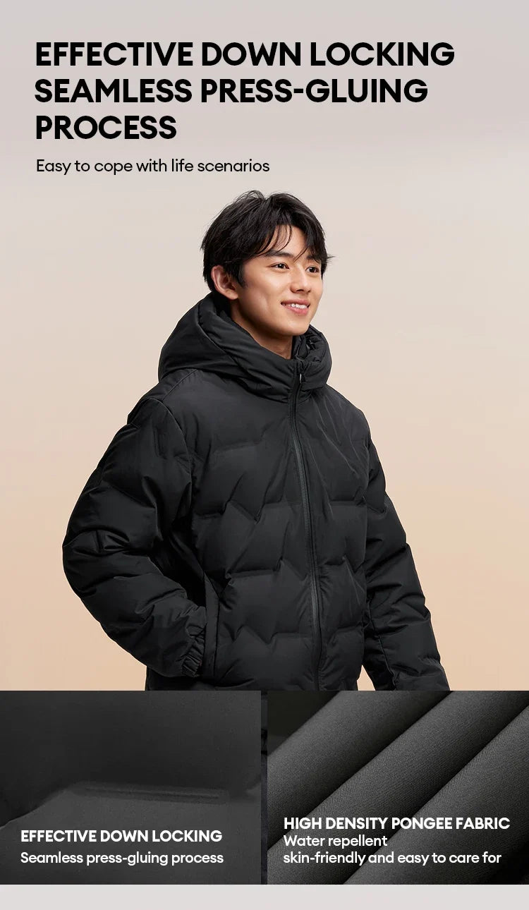 Down Jacket Men 2026 New Waterproof Hooded Outerwear Winter Clothing Solid Color Versatile Thick Down Coat For Man
