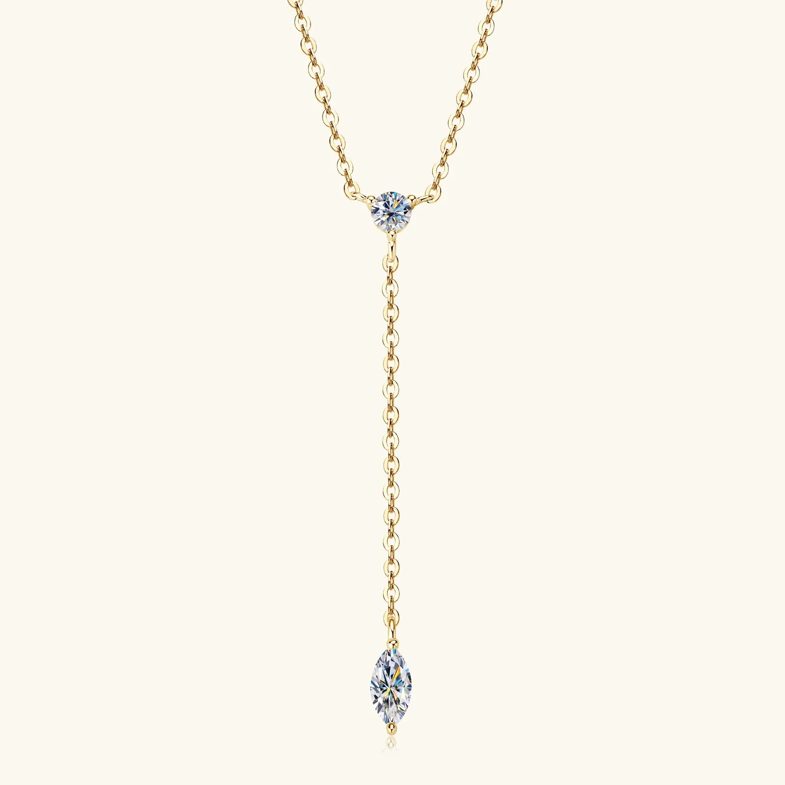Marquise Cut Moissanite Necklaces Long Tassel Clavicle Chains Necklace for Women 925 Sterling Silver Jewelry Collares