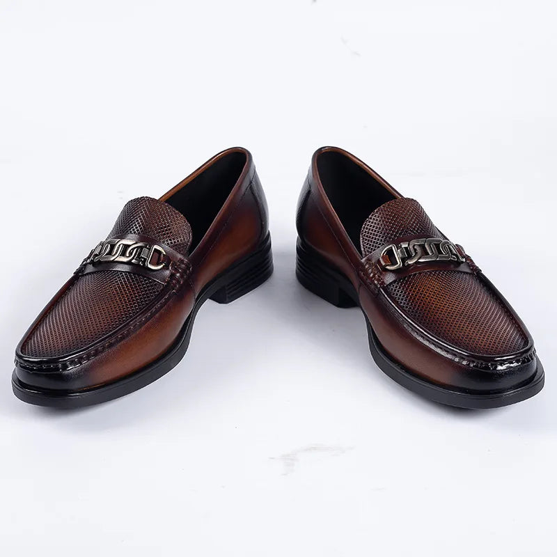 New 2025 Summer Men Genuine Leather Formal Business Loafers Slip On Retro Breathable Men Leather Moccasins Shoes