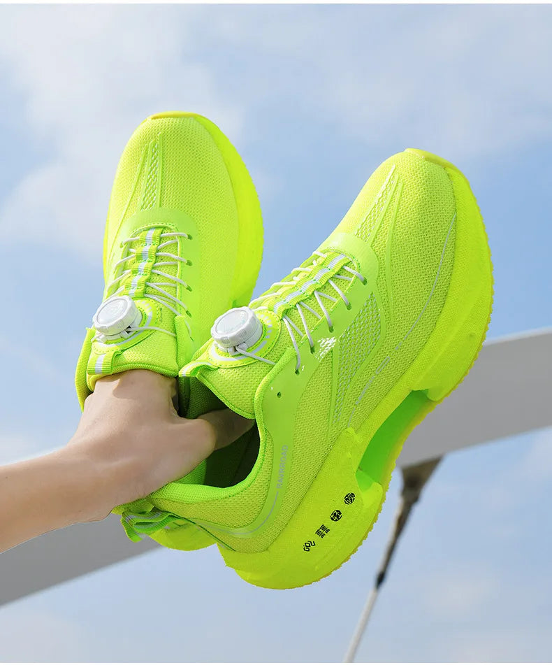 Family carbon plate running shoes for Boys Big Boys Student rotating button Technology TPU+ Popcorn high pop sneakers for girls
