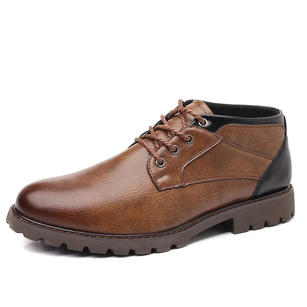 High Quality Men Boots Leather Autumn Winter Low-top Shoes Business Casual British Ankle Boots Trendy Elegant Men's Work Boots
