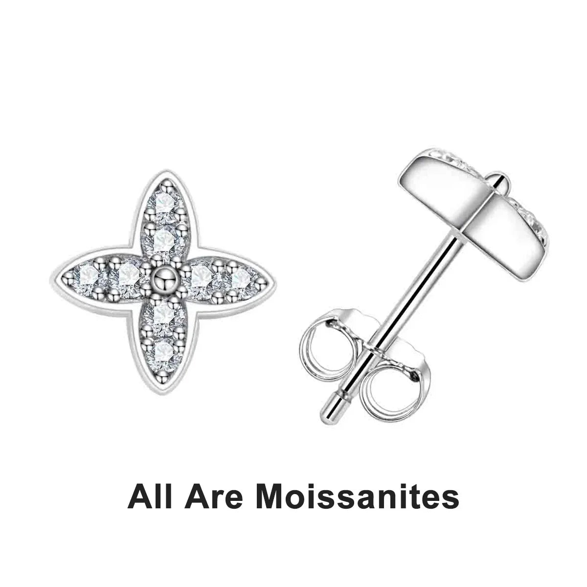 1.5mm D Color Moissanite Diamond 925 Sterling Silver With Cer Classic Cross Stud Earrings For Woman Jewelry Wholesale