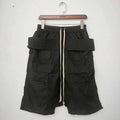 Dark Style Double Ring Fharem Knee Legnth Pants Summer High Street Fashion Drawstring Loose Fit Black Men 's Shorts 12C1243