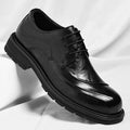 Brown Burnished Genuine Leather Lace Up Chunky Sole Formal Business Office Groom Wedding Daily Wear Shoes Fashion Comfortable