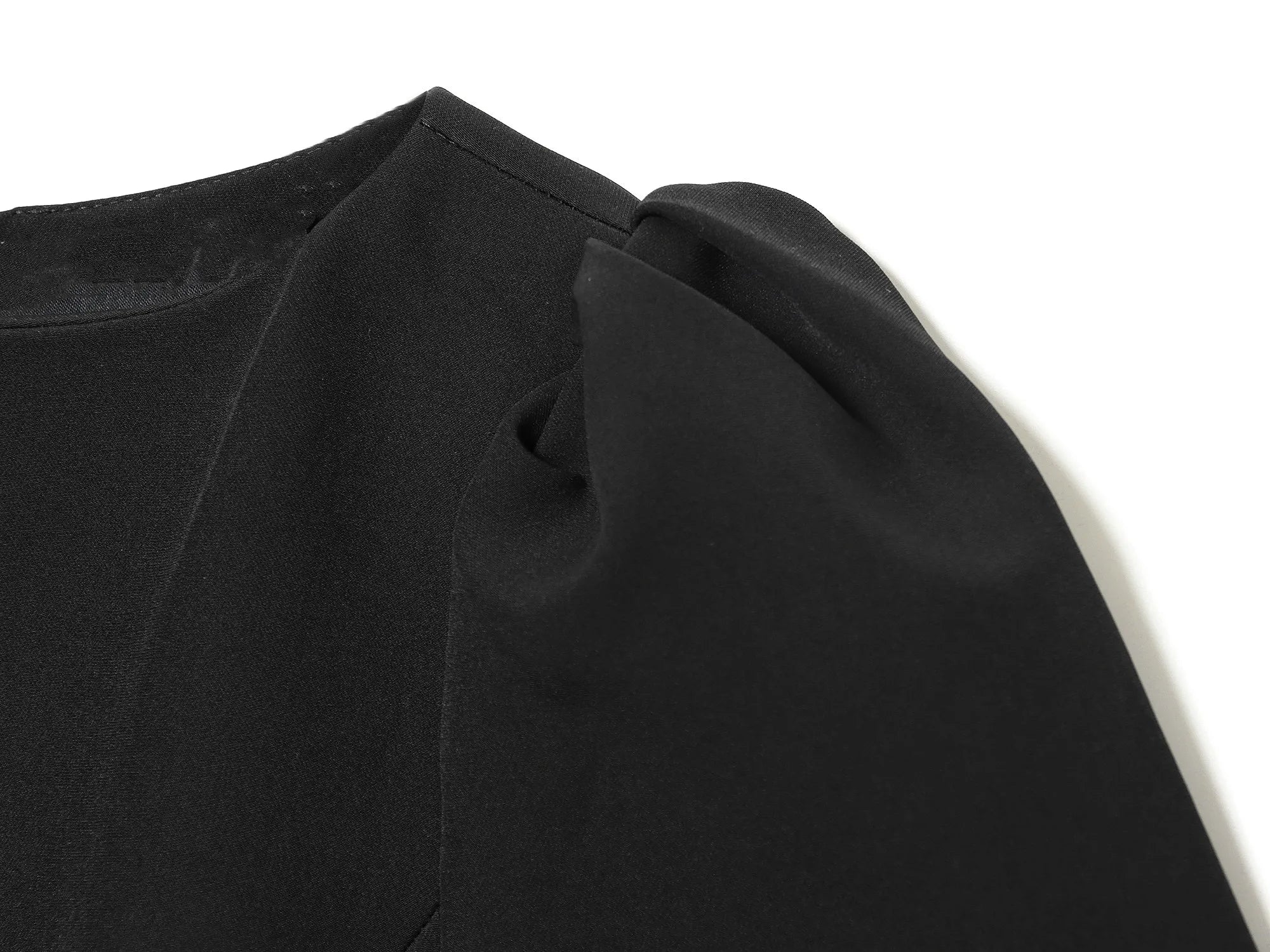 2025 women's new products are elegant and stylish Short dress with a boat neck and short sleeves with pleats  black dress