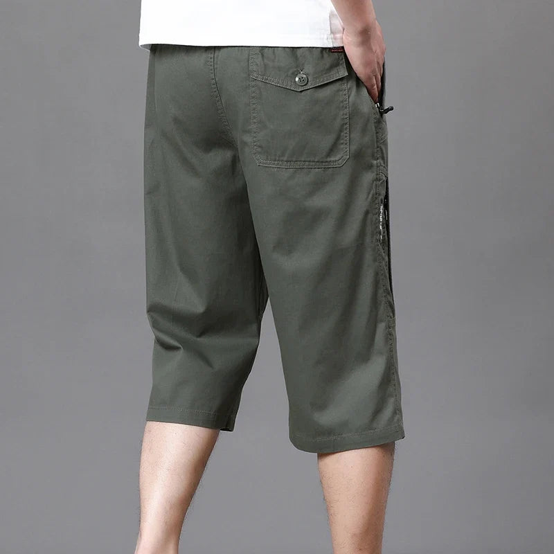 Men's Cropped Pants Cargo Shorts Big Size Below Knee Shorts Sports Short Pants Streetwear Hip Hop Straight Loose Pants