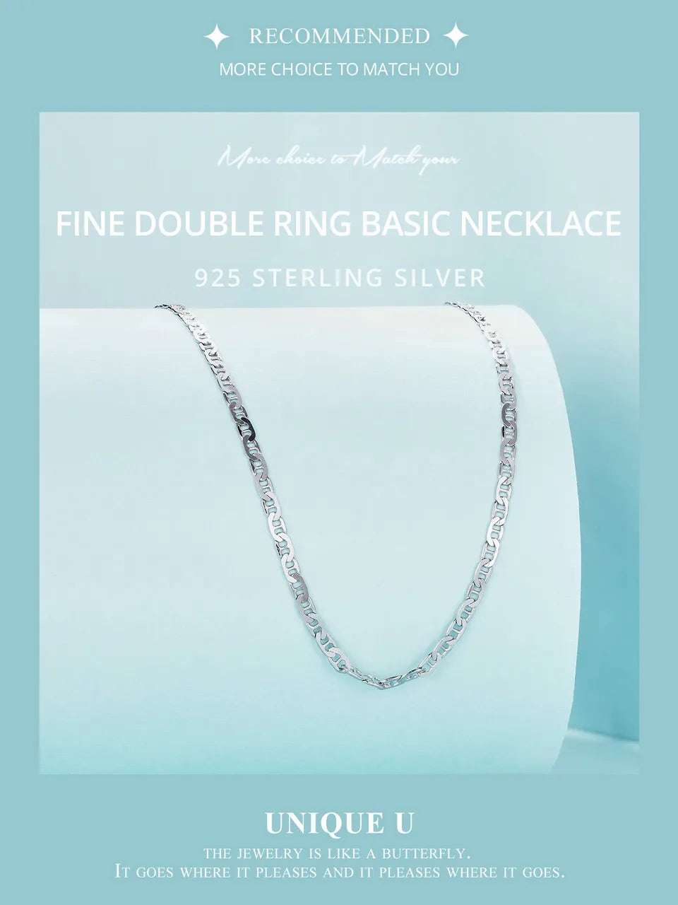 925 Sterling Silver Basic Chain Necklace Collection Box Chain Necklace Bead Chain Link for Women Simple Fine Jewelry