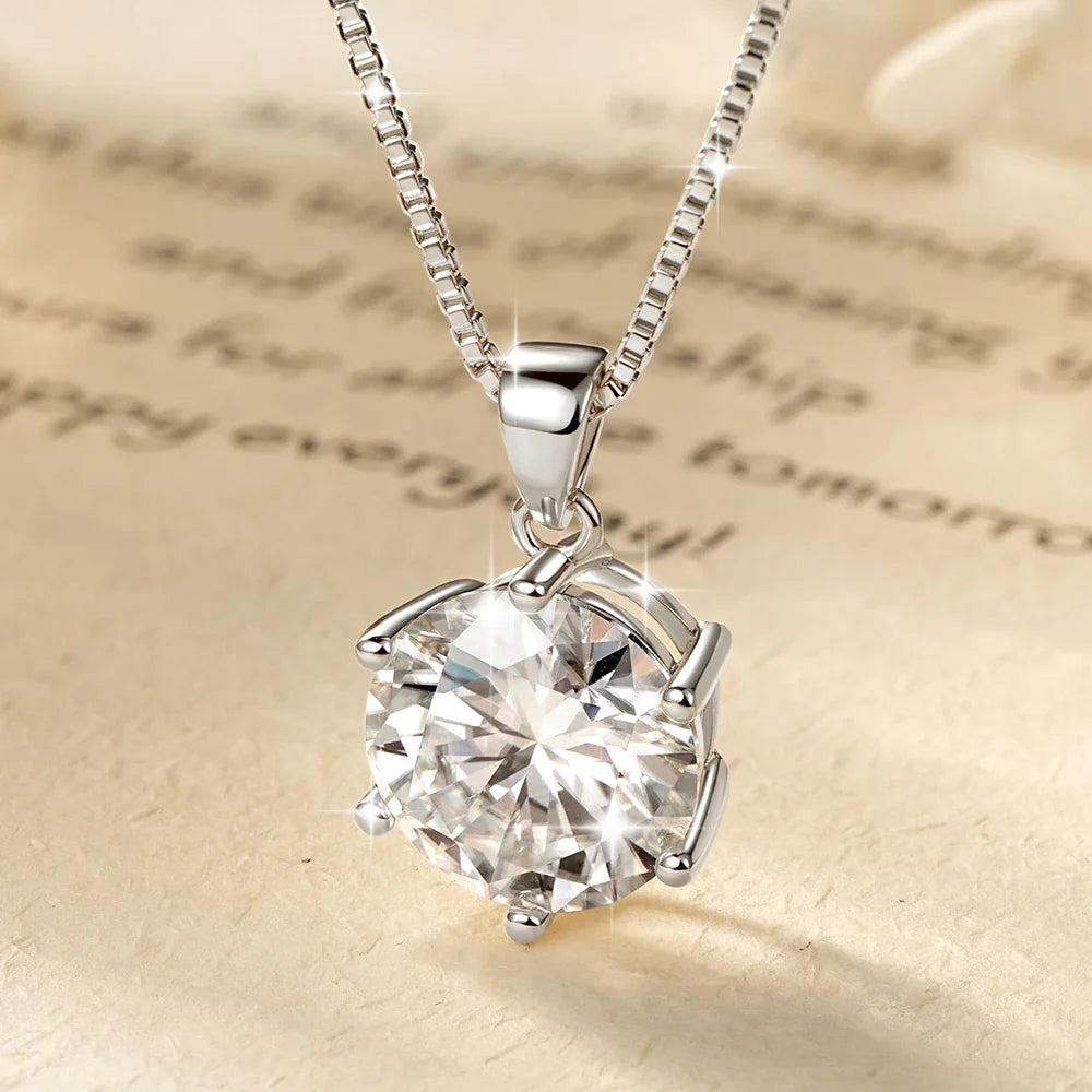 Pass Diamond Test 1.0ct–5ct Moissanite Necklace Sparkling Solitaire Pendant Necklaces for Women Wedding Party Jewelry Gift