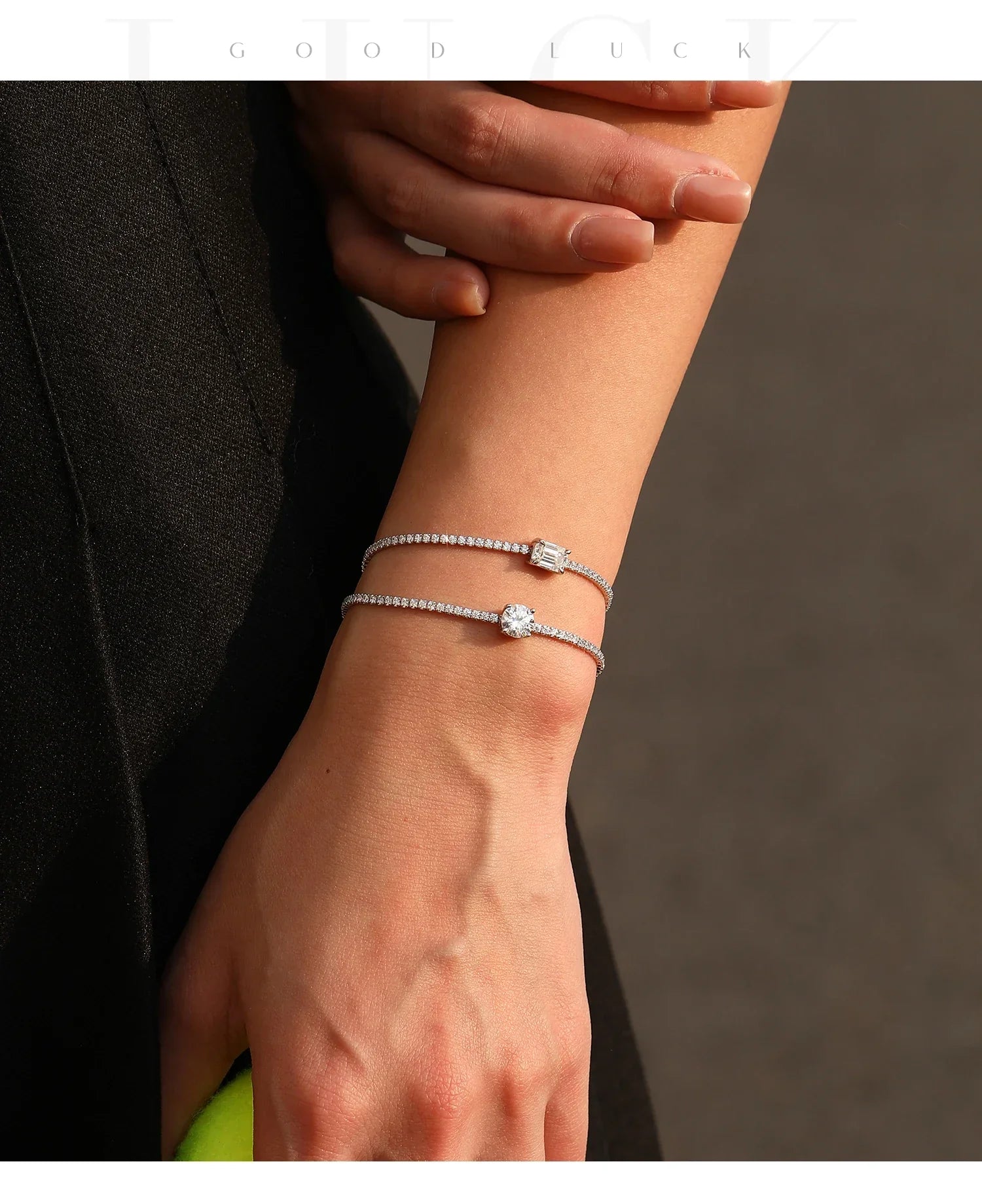 1CT Round D Color Moissanite Tennis Bracelet 925 Sterling Silver Luxury Stackable Bracelets For Women Vacation Jewelry
