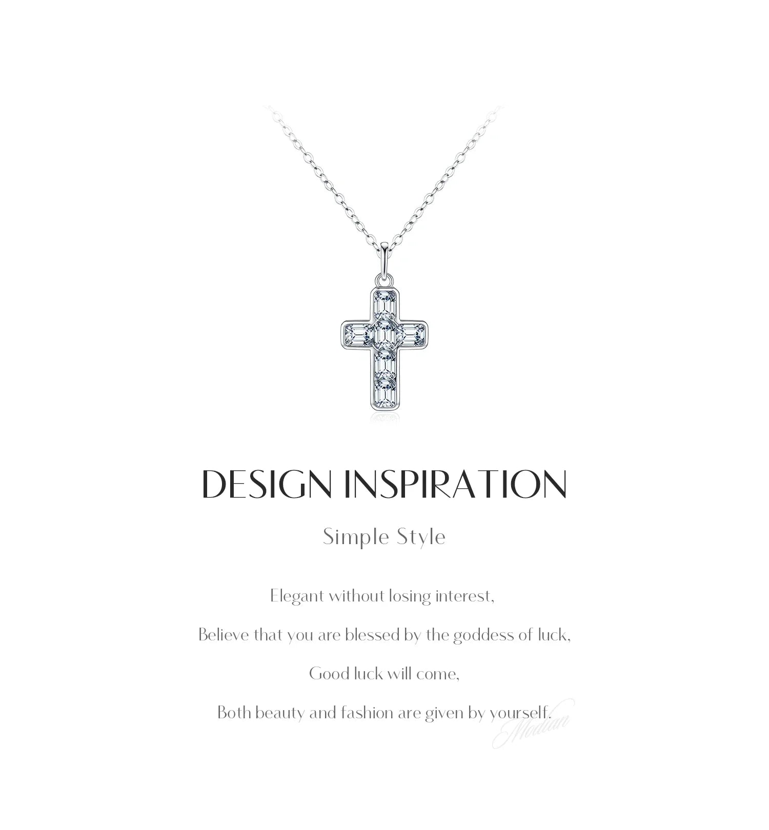 925 Sterling Silver Sweet Cool Cross Link Chain Necklace Emerald Cut CZ Pendant Necklace For Women Fine Jewelry Gift