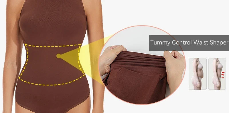 MISSMOLY Bodysuits Sexy Sleeveless Crew Neck Shapewear Thong for womens Waist Trainer Tanks Tops Slim Tummy Control Body Shaper