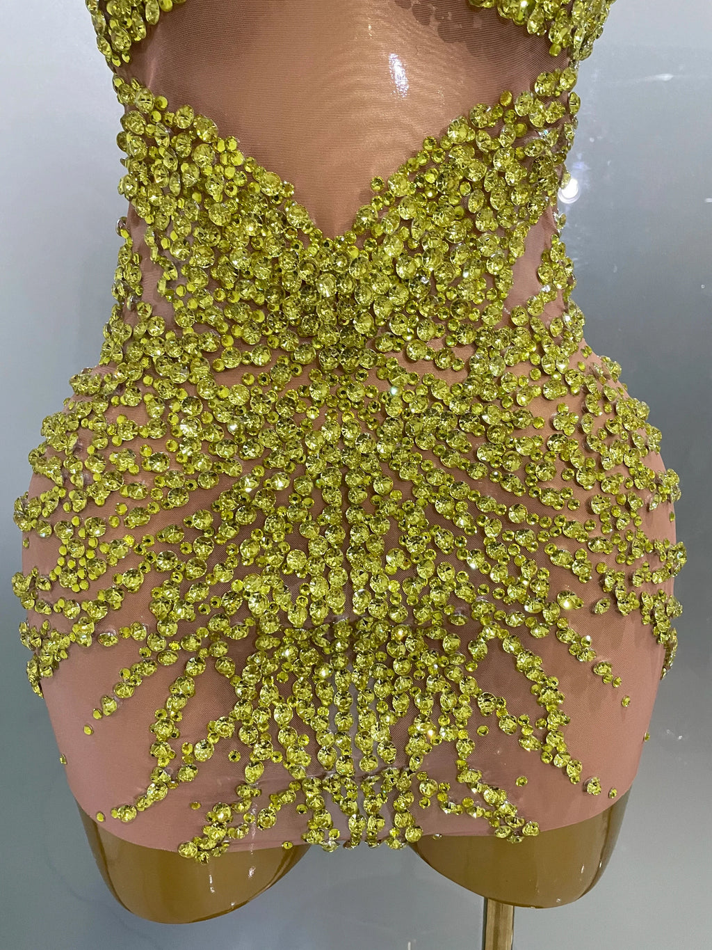 Sparkly Rhinestones Sexy Mesh See Through Dress Party Evening Prom Celebrate Birthday Dress Singer Dancer Show Stage Wear