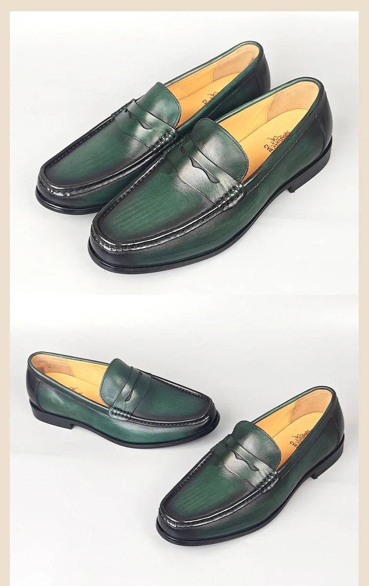 Classic Men Penny Loafers Genuine Leather Slip On Casual Formal Dress Shoes Mens Wedding Party Office Moccasins Shoes