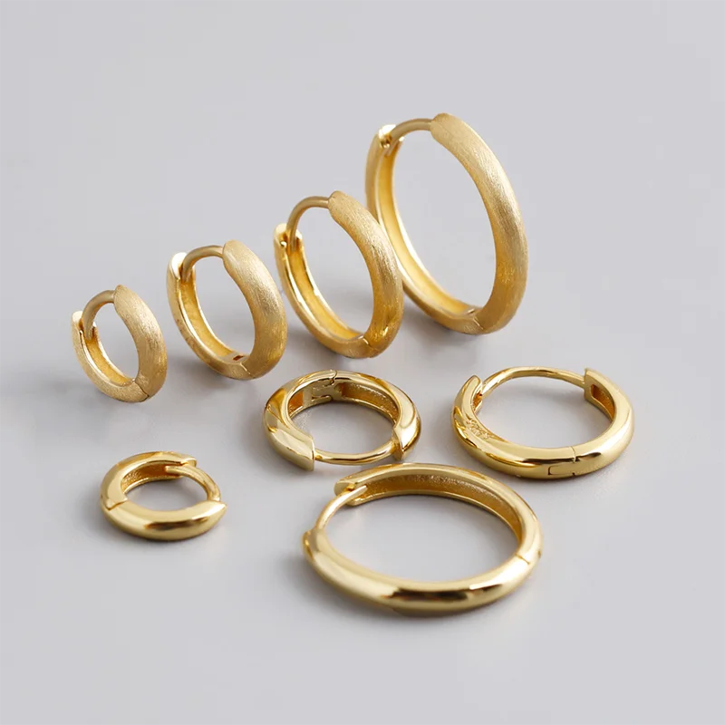 925 Sterling Silver Simple Matte Bohemian Round Ear Buckle for Women Punk Unisex Rock Hoop Earring Jewelry Accessories