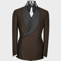 Men Suit 2 Pieces Black With Bright Lapel Double Button For Wedding Banquet Work Office Business Casual Jacket With Pants