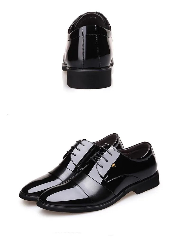 New Men Round Toe Leather Shoes Business Casual Office Summer Flat Big Size Elevator Shoes Wedding Formal Loafers