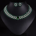 Sparkling Colourful Niche Delicate Flower Jewellery Necklace Earrings 2 Pcs Set Wedding Banquet Prom Bridal Women Dubai M-586
