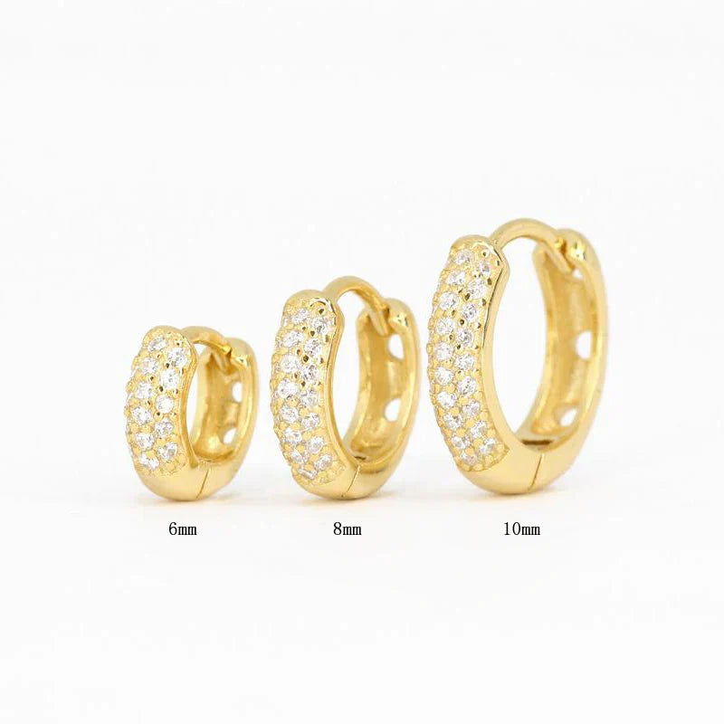 Half Side Zircon Crystals Hoop Earrings for Women Girls 925 Sterling Silver Jewelry Huggie Earrings Pendientes Plata 925
