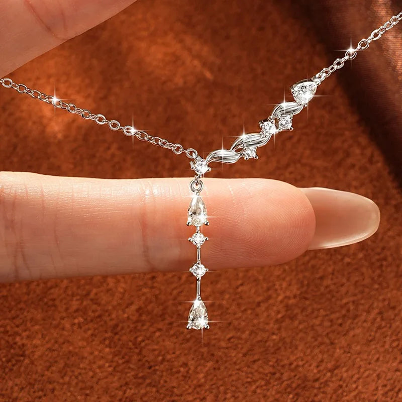 Marquise/Round/Rectangular Cut Moissanite Pendant Necklace For Women Three Stone Irregular Moissanite Diamond Necklace