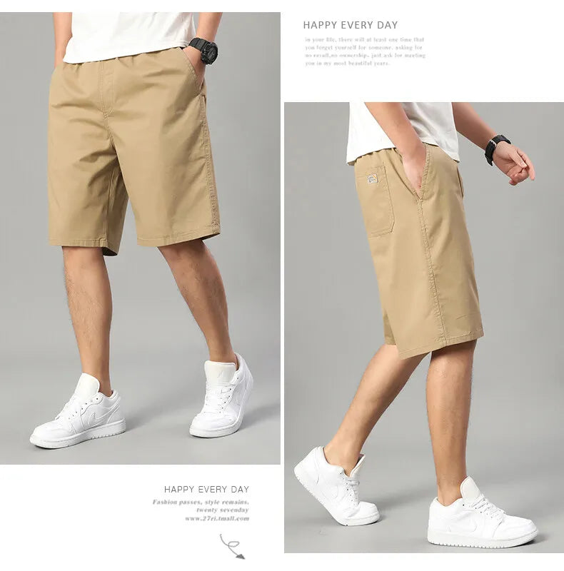 Men's Elastic Waist Casual Shorts Summer Light Weight Sweat Shorts Relaxed Fit Work Shorts Loose Casual Jogger Short