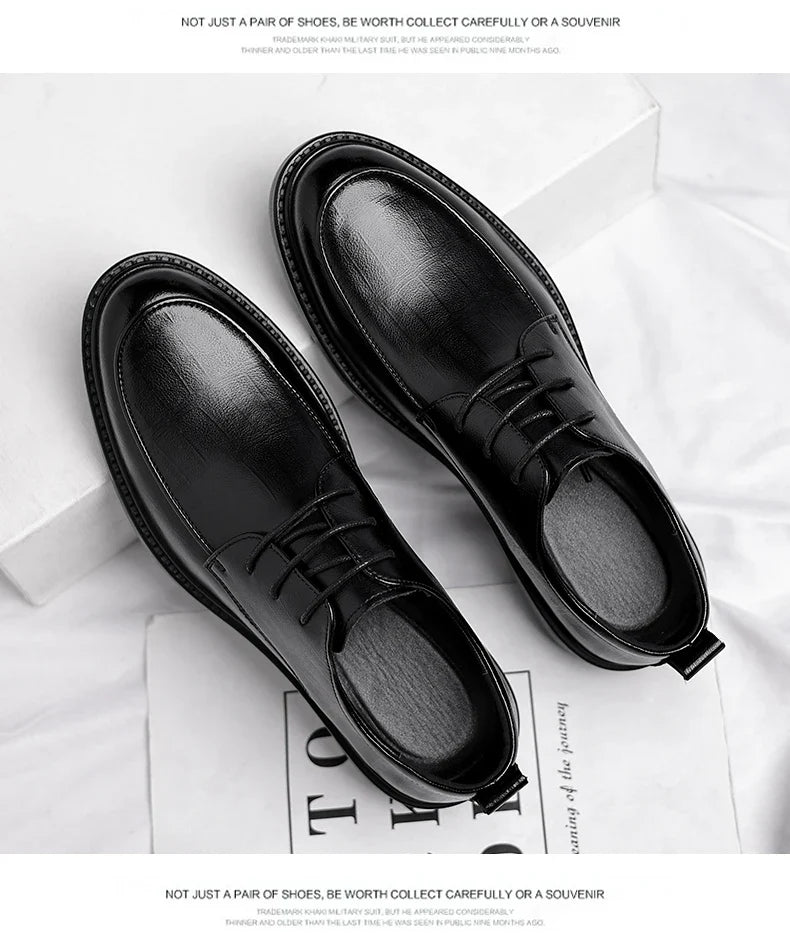 Big Size Elevator Shoes Men Leather Shoes Height Increasing Shoes For Man Increase Insole 6-8CM Invisible Heightening Lift Shoes